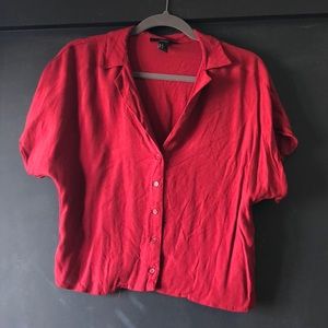 Red button down blouse